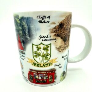 Ireland Souvenir Coffee Mug Irish Landmarks Blarney Castle Cliffs of Moher White